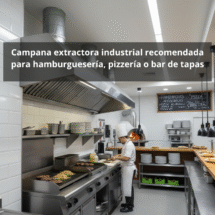 Campana extractora industrial recomendada para hamburguesería, pizzería o bar de tapas: La importancia de una extracción profesional en cocinas de alto rendimiento.