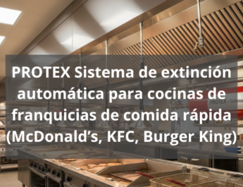 Sistema de extinción automática para cocinas de franquicias de comida rápida. Protección avanzada para cocinas profesionales de alto rendimiento.