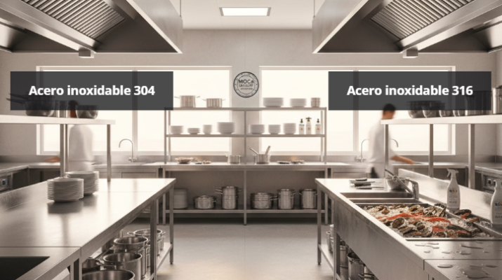 Acero inoxidable hostelería: qué diferencia hay entre acero inoxidable 304 y 316